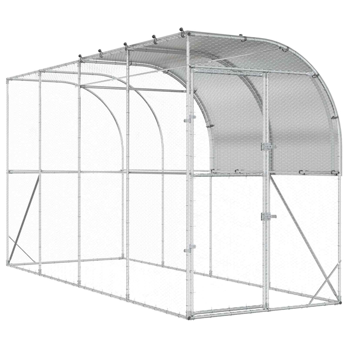 Against Wall Chicken Coop Silver 400 x 100 x 215 cm