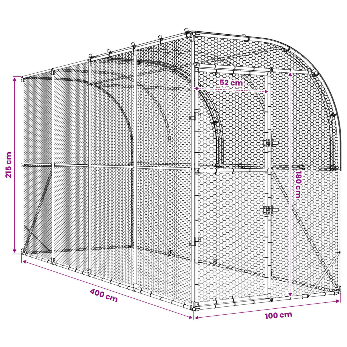 Against Wall Chicken Coop Silver 400 x 100 x 215 cm
