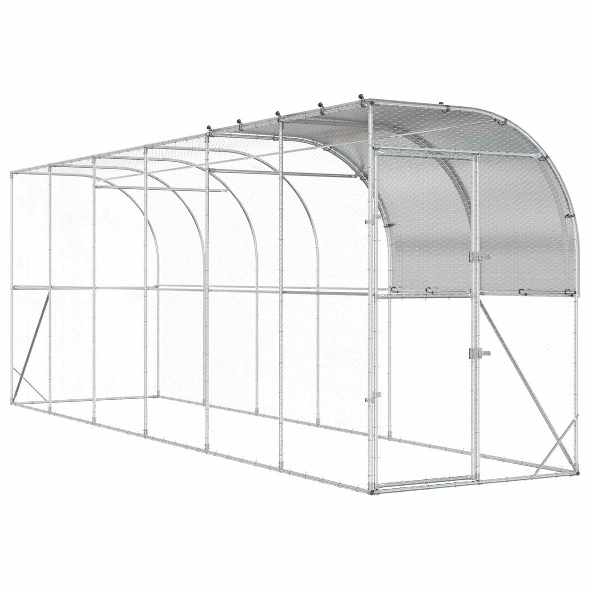 Against Wall Chicken Coop Silver 600 x 100 x 215 cm