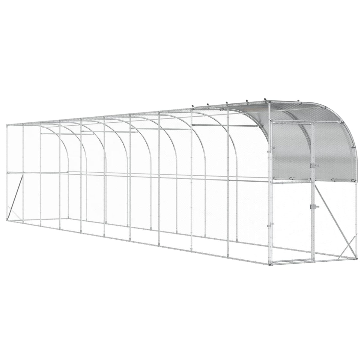 Against Wall Chicken Coop Silver 1000 x 100 x 215 cm