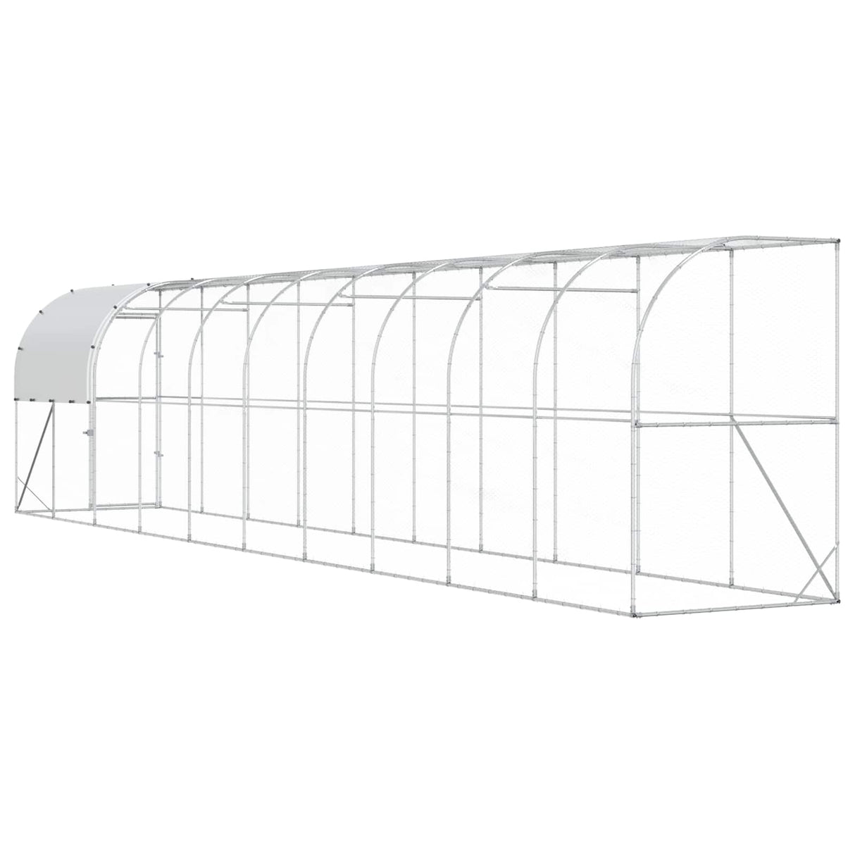 Against Wall Chicken Coop Silver 1000 x 100 x 215 cm