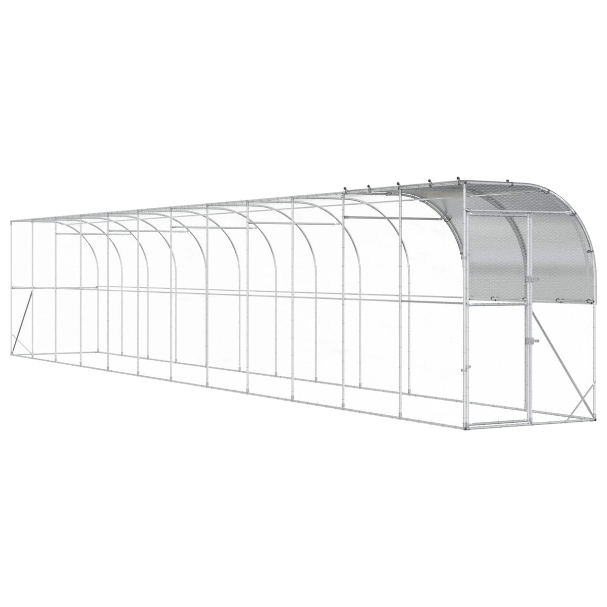 Against Wall Chicken Coop Silver 1200 x 100 x 215 cm