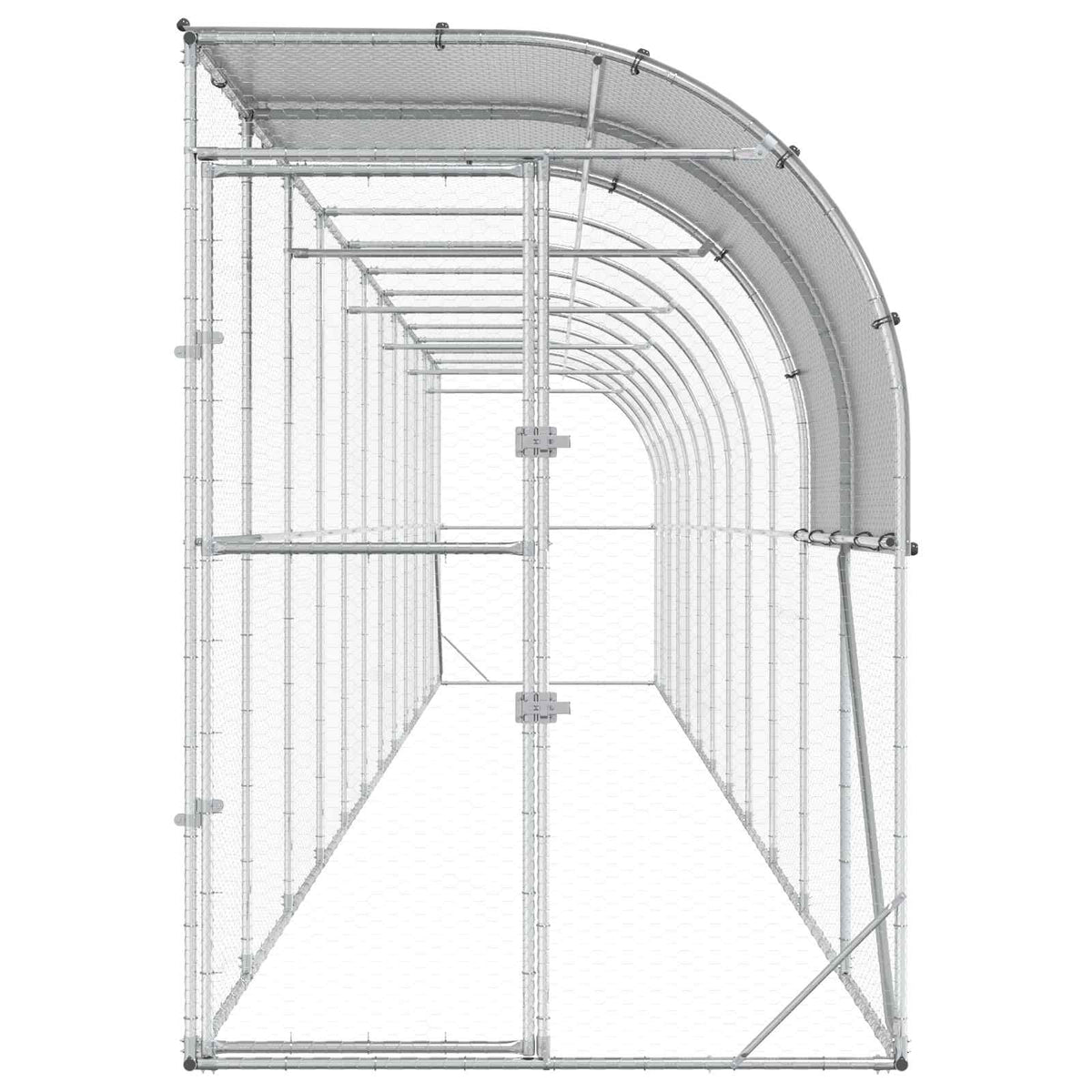 Against Wall Chicken Coop Silver 1200 x 100 x 215 cm