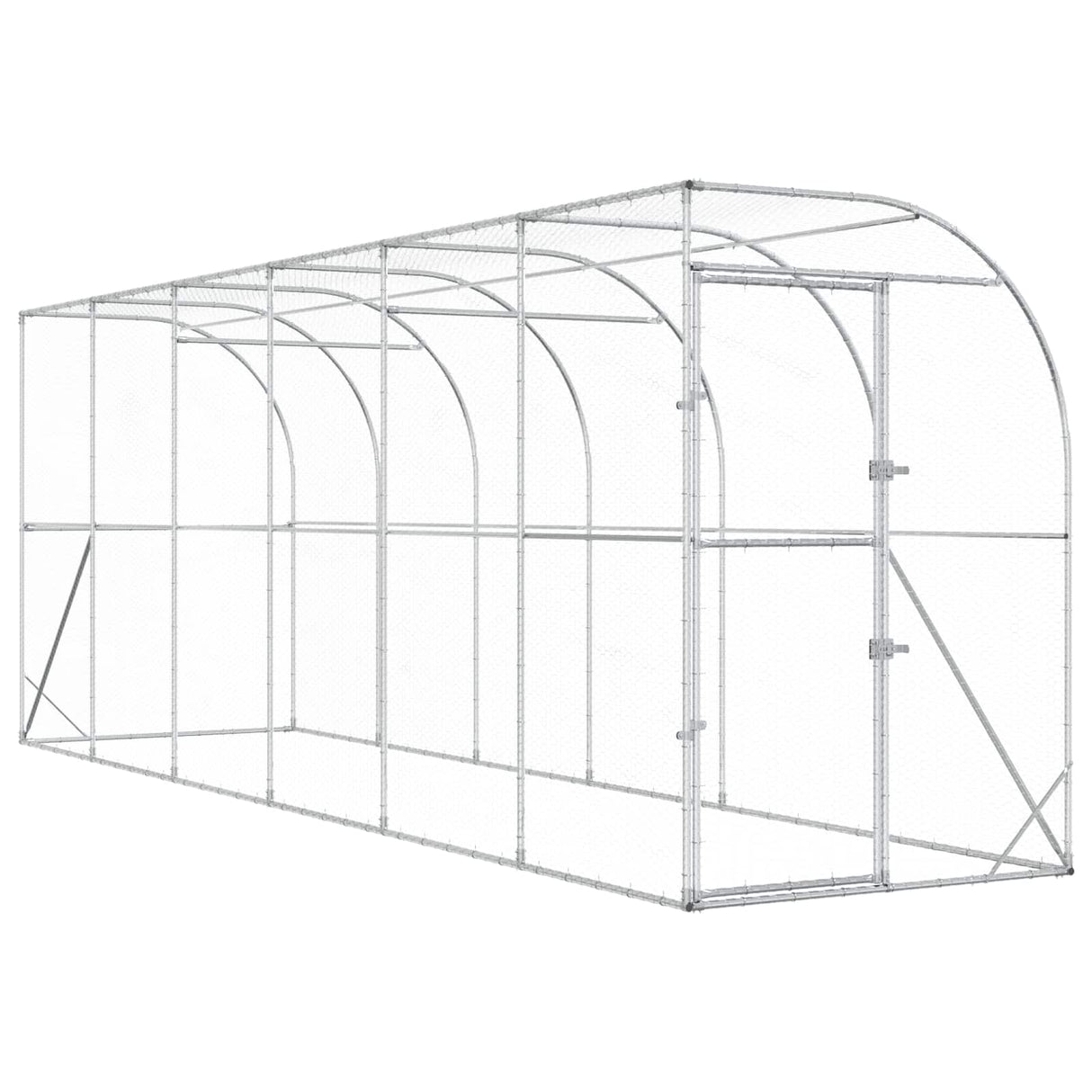 Against Wall Chicken Coop Silver 600 x 150 x 215 cm
