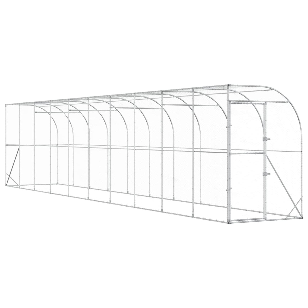 Against Wall Chicken Coop Silver 600 x 150 x 215 cm