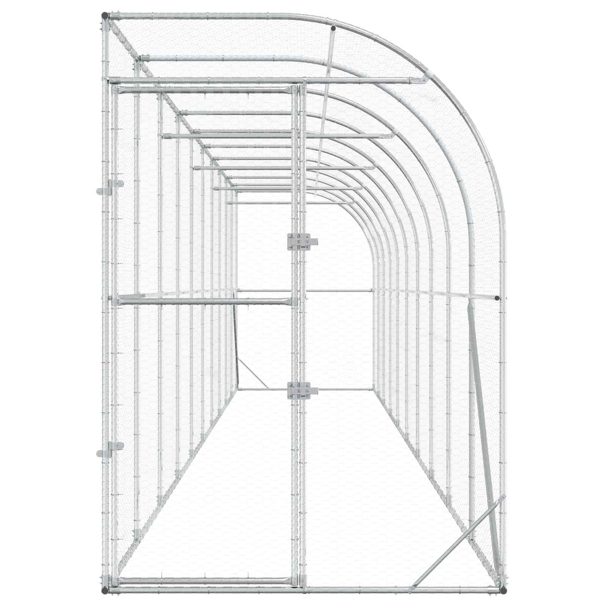 Against Wall Chicken Coop Silver 600 x 150 x 215 cm