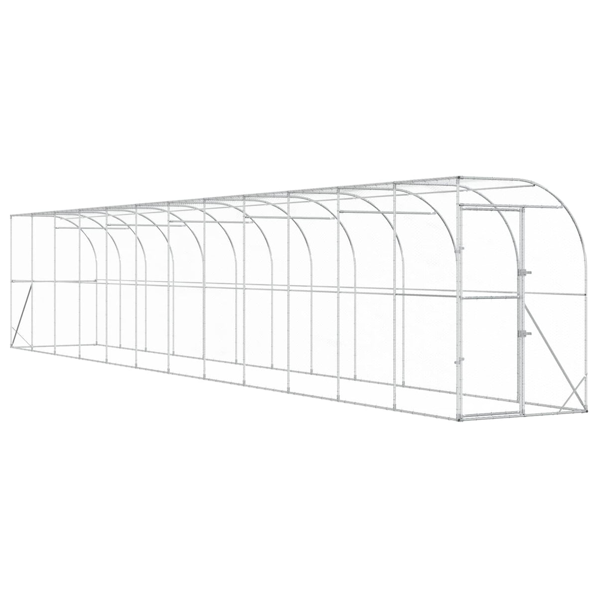 Against Wall Chicken Coop Silver 600 x 150 x 215 cm