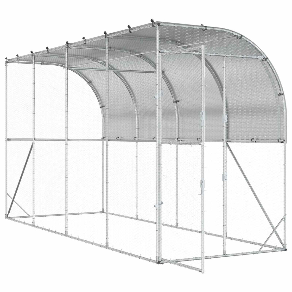 Against Wall Chicken Coop Silver 600 x 150 x 215 cm