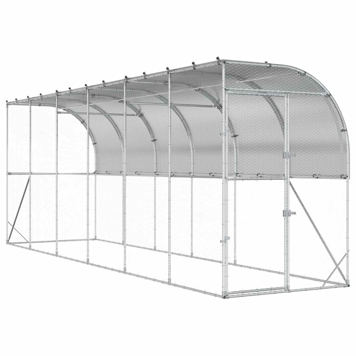 Against Wall Chicken Coop Silver 600 x 150 x 215 cm