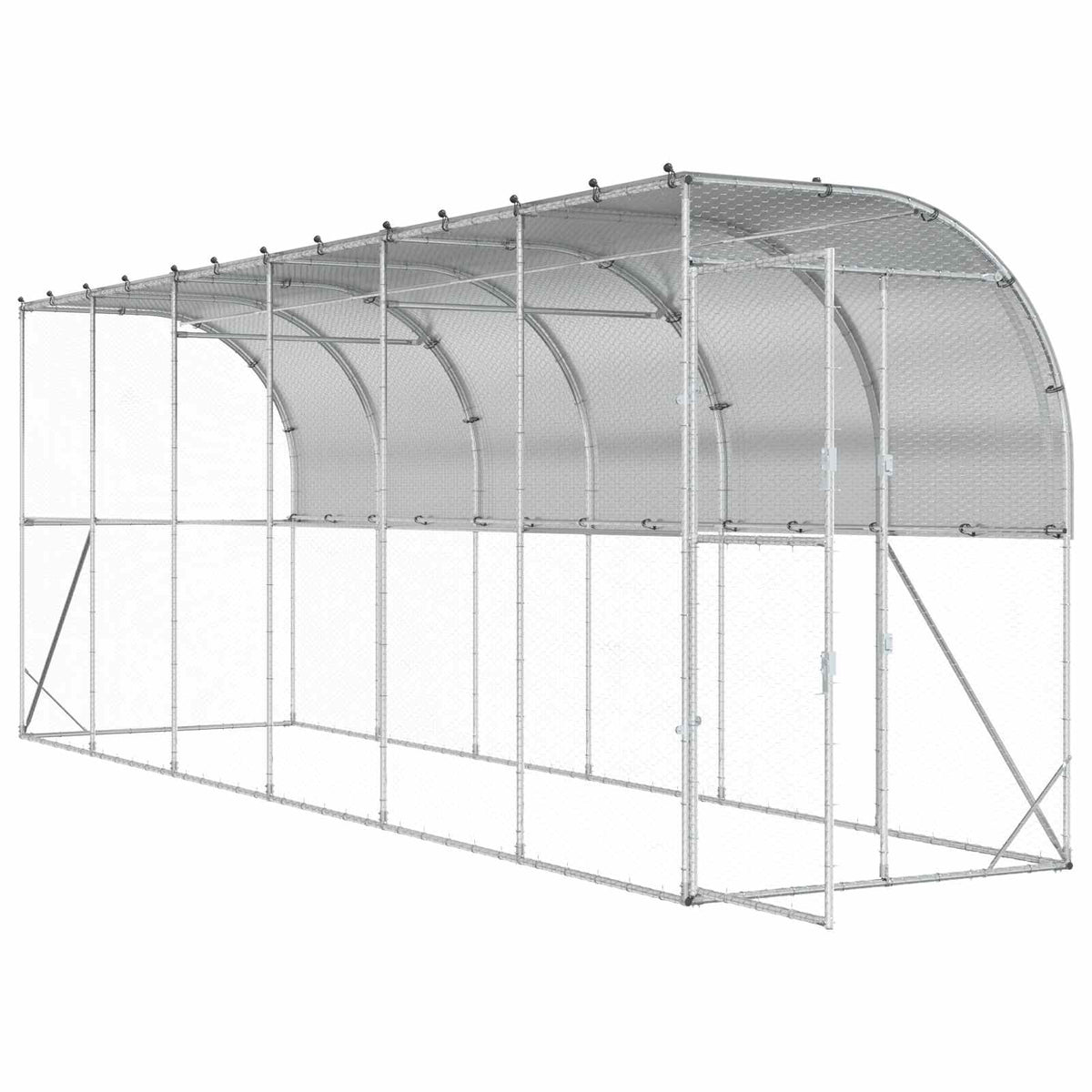 Against Wall Chicken Coop Silver 600 x 150 x 215 cm