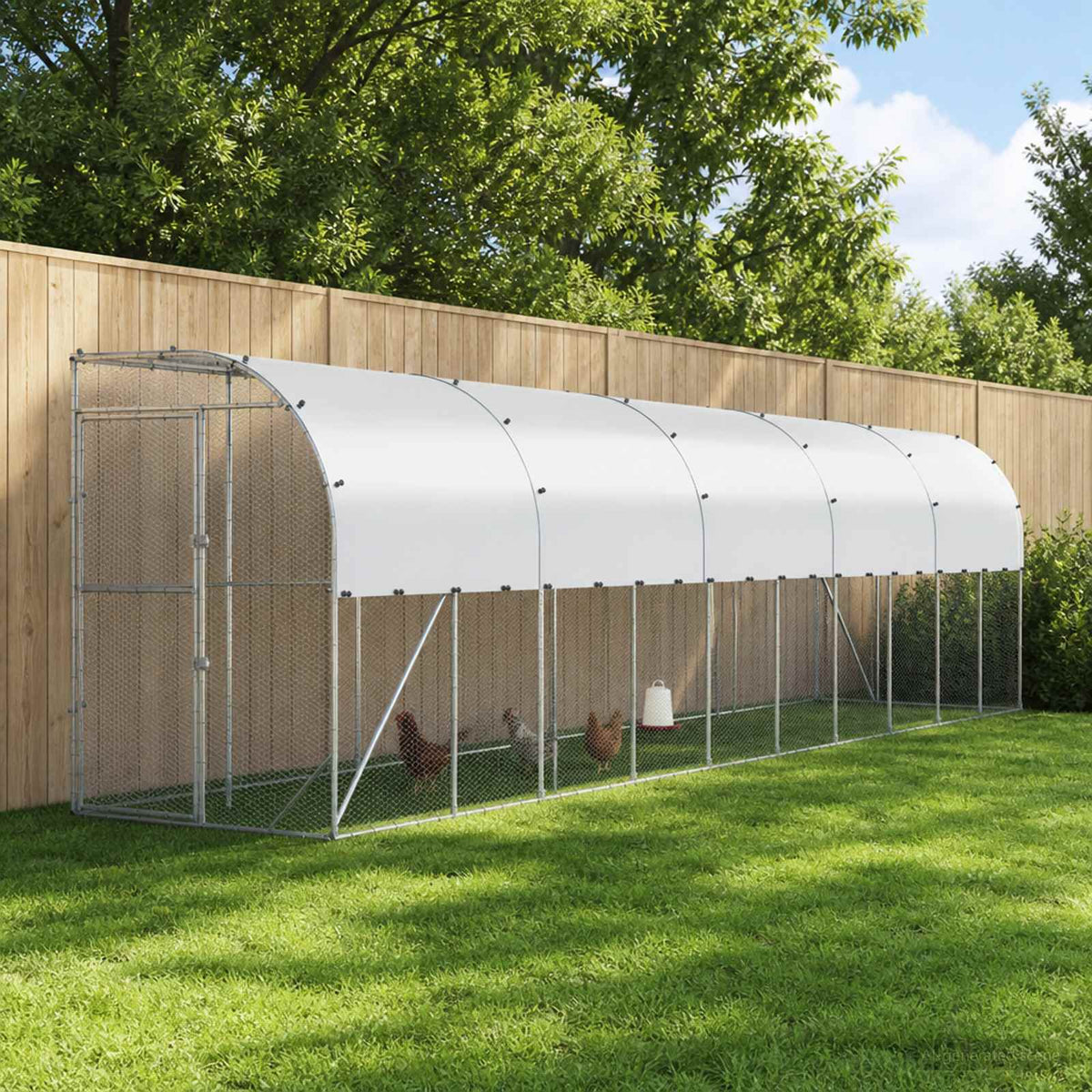 Against Wall Chicken Coop Silver 600 x 150 x 215 cm