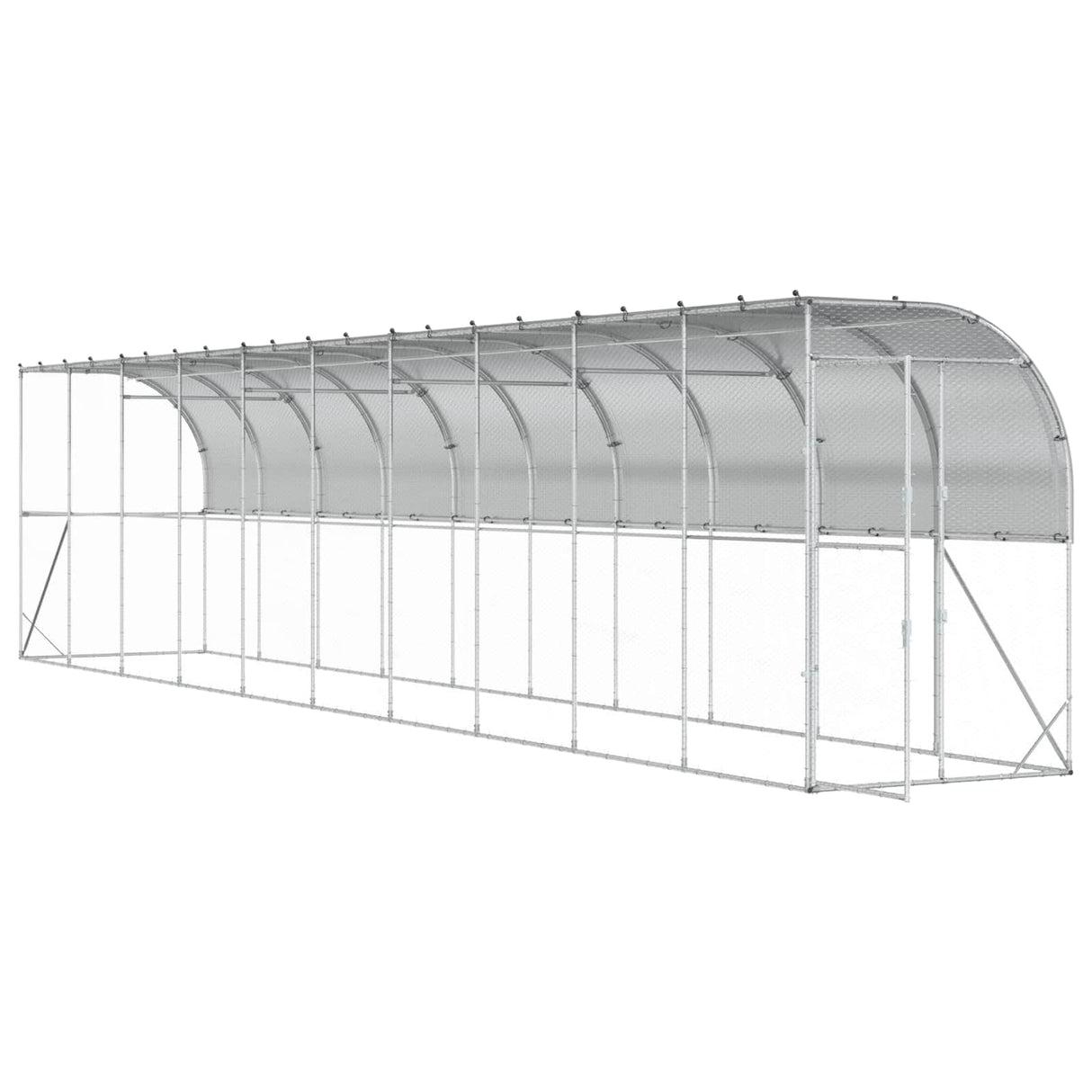 Against Wall Chicken Coop Silver 600 x 150 x 215 cm
