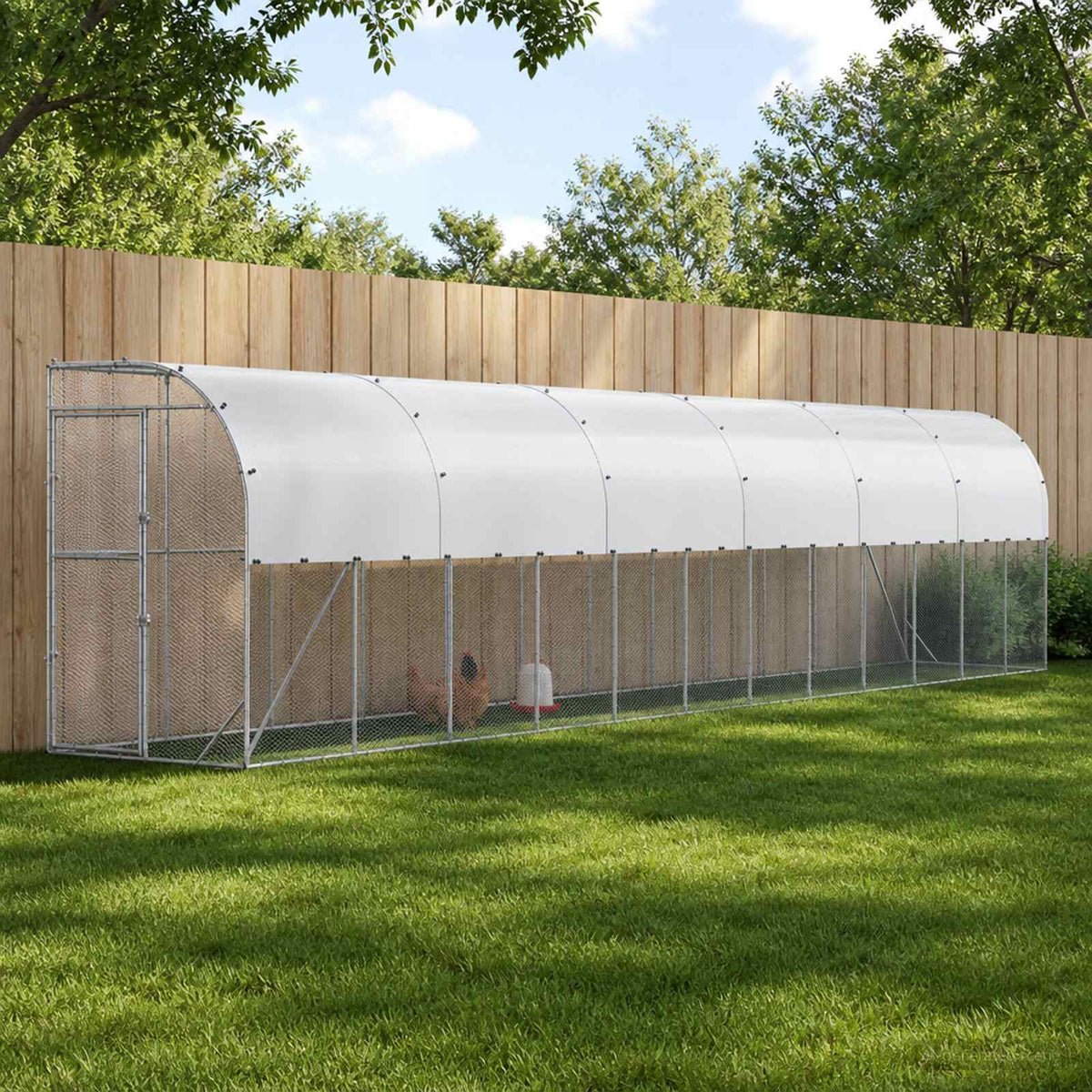 Against Wall Chicken Coop Silver 600 x 150 x 215 cm