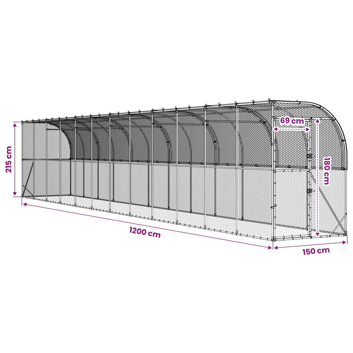 Against Wall Chicken Coop Silver 600 x 150 x 215 cm