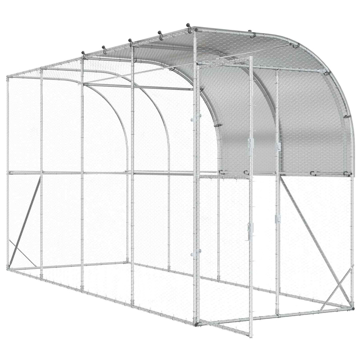 Against Wall Chicken Coop Silver 400 x 150 x 215 cm