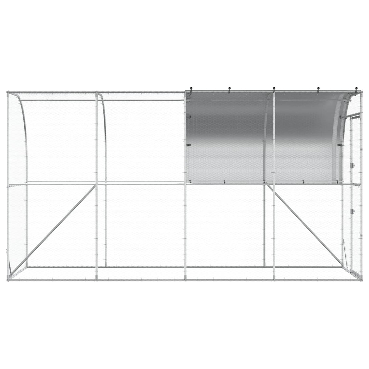 Against Wall Chicken Coop Silver 400 x 150 x 215 cm