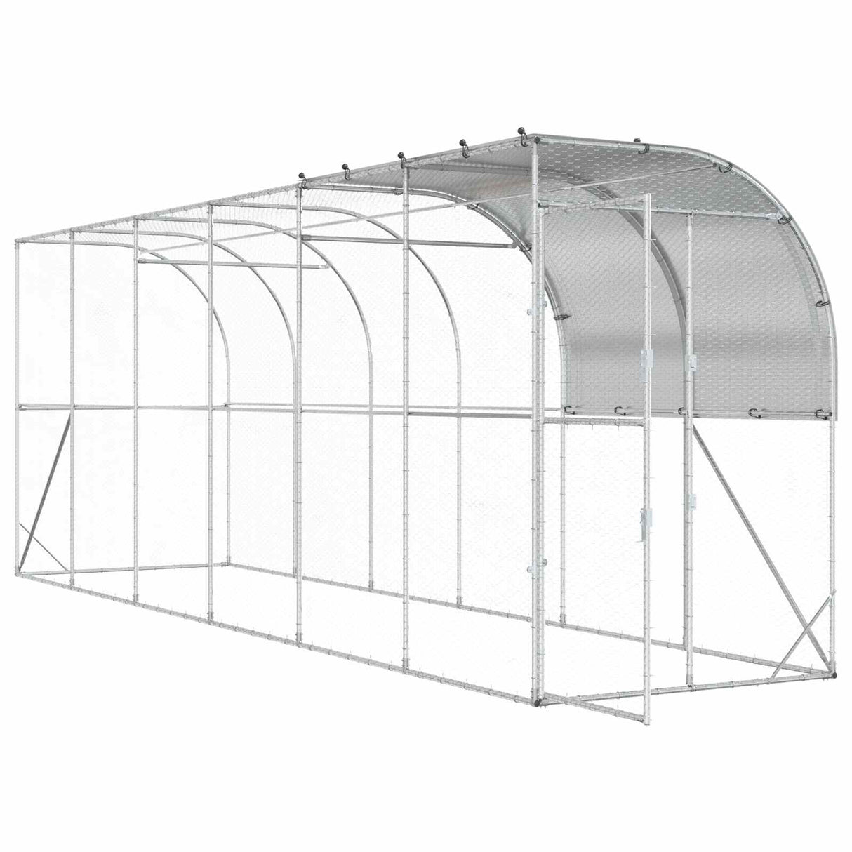 Against Wall Chicken Coop Silver 600 x 150 x 215 cm