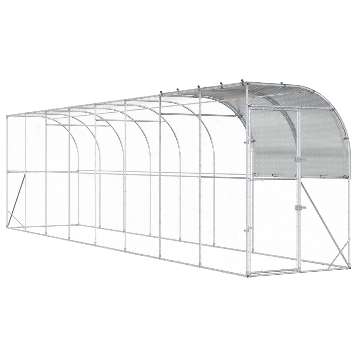 Against Wall Chicken Coop Silver 800 x 150 x 215 cm