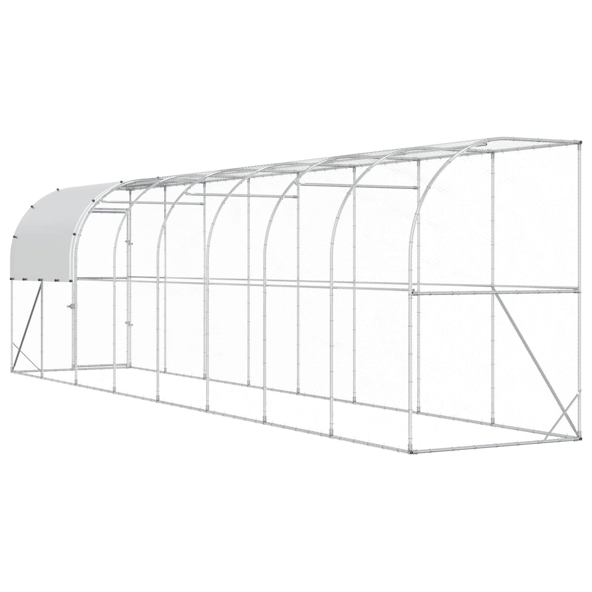 Against Wall Chicken Coop Silver 800 x 150 x 215 cm
