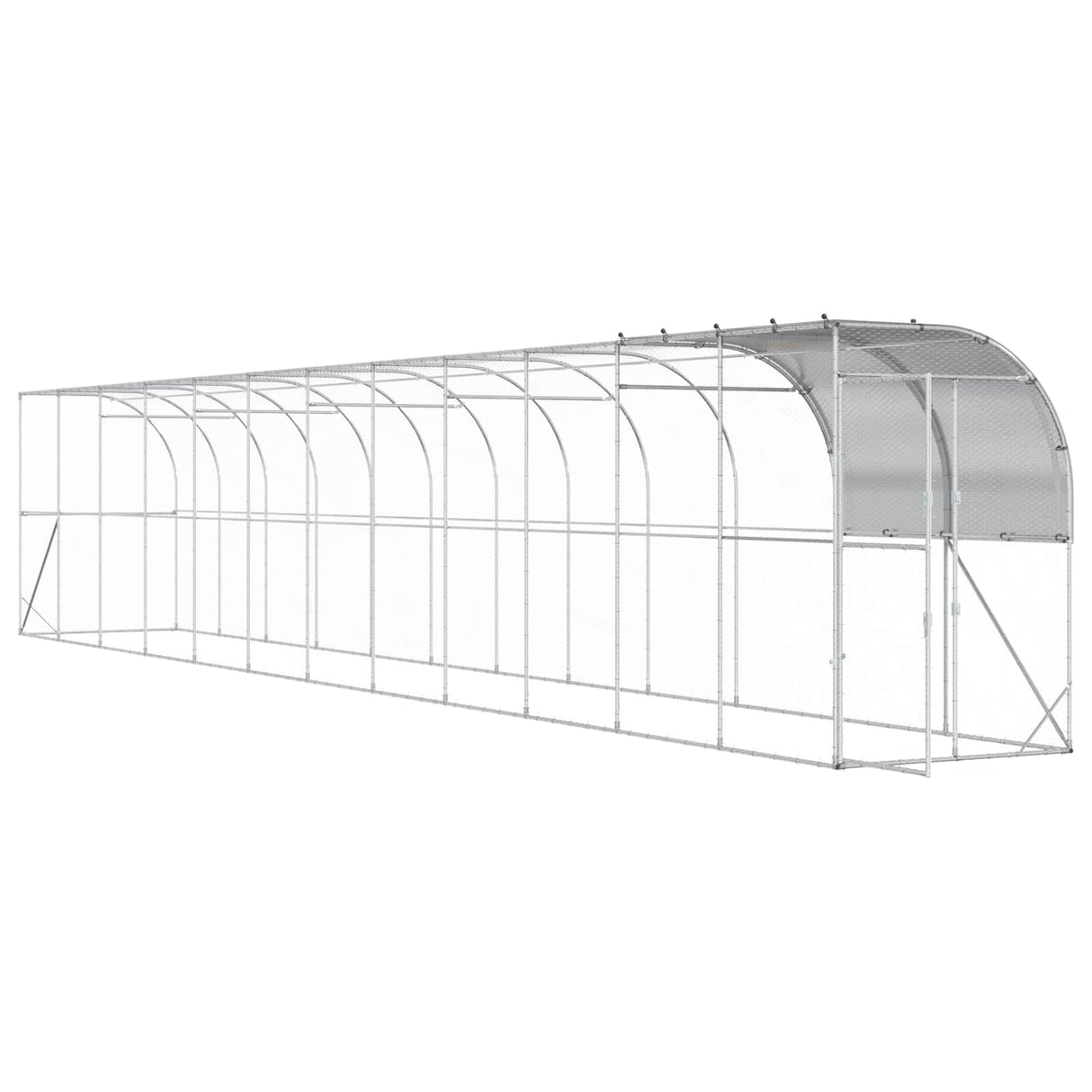 Against Wall Chicken Coop Silver 1200 x 150 x 215 cm