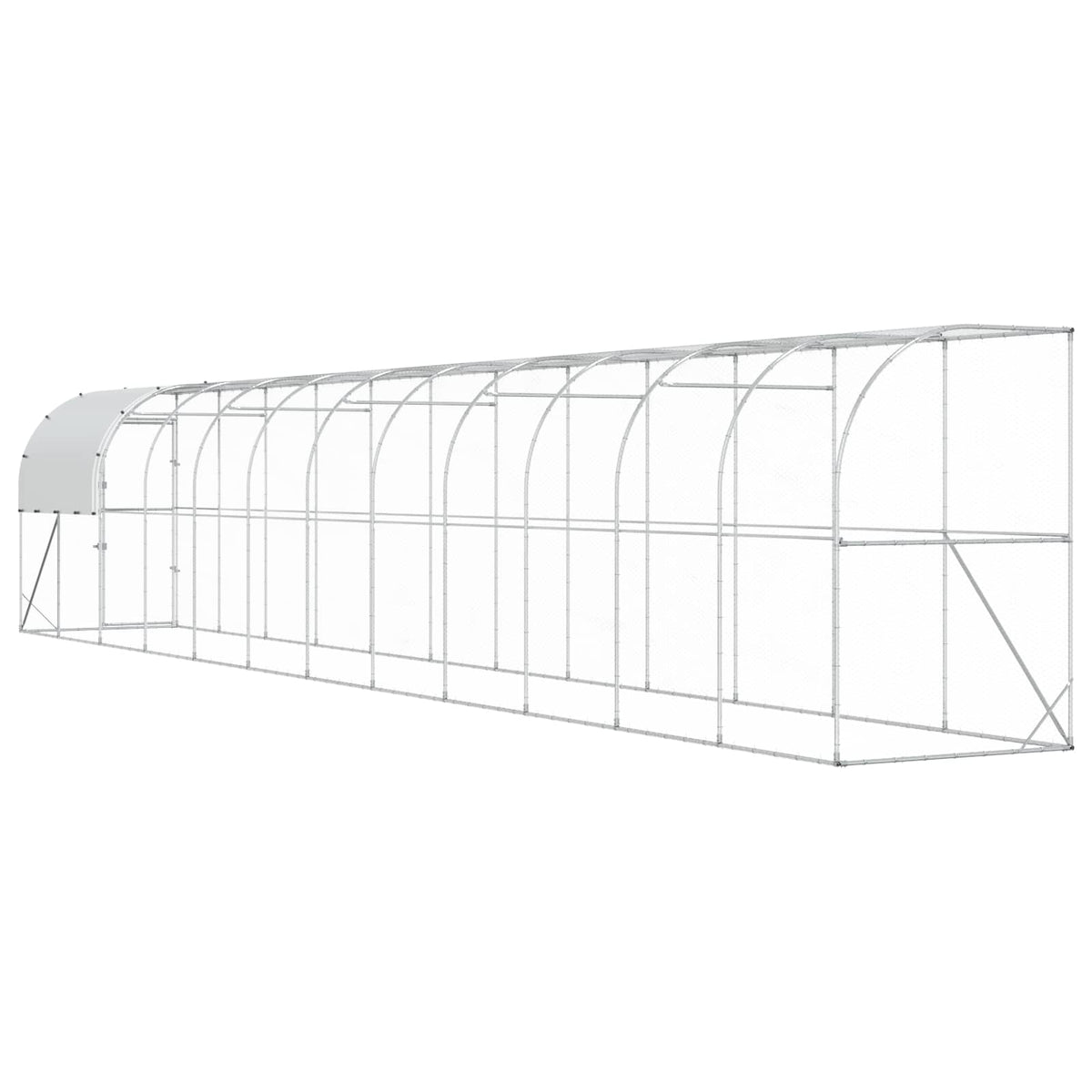 Against Wall Chicken Coop Silver 1200 x 150 x 215 cm