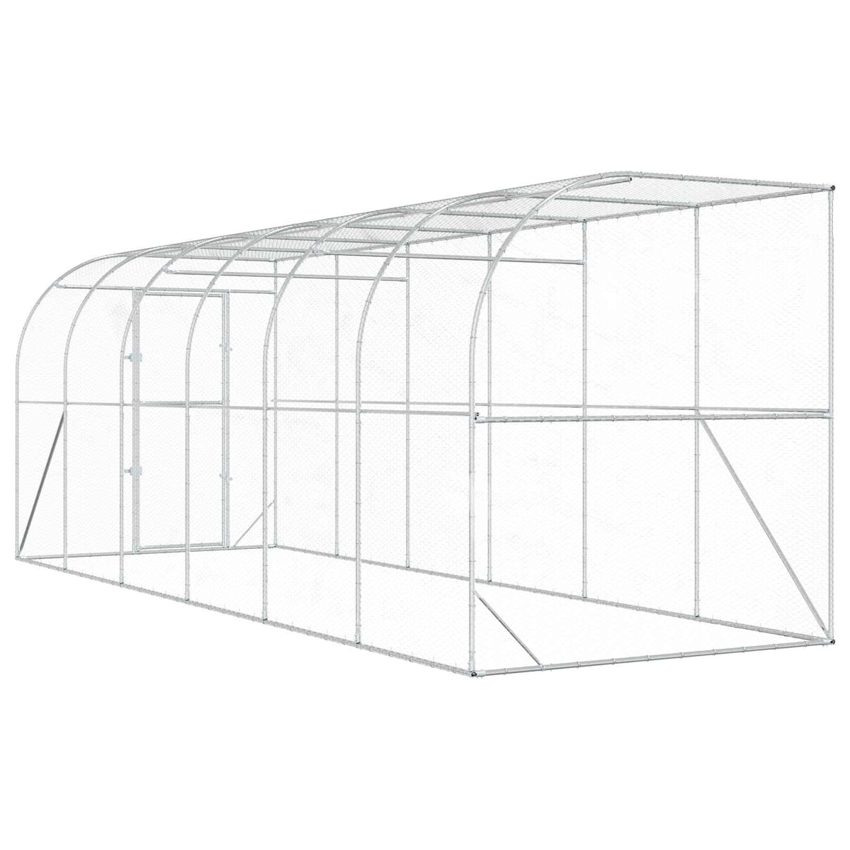 Against Wall Chicken Coop Silver 600 x 150 x 215 cm