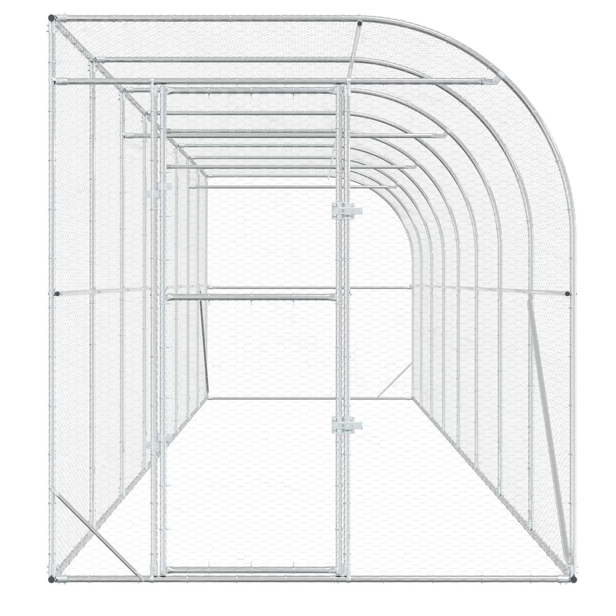 Against Wall Chicken Coop Silver 600 x 150 x 215 cm