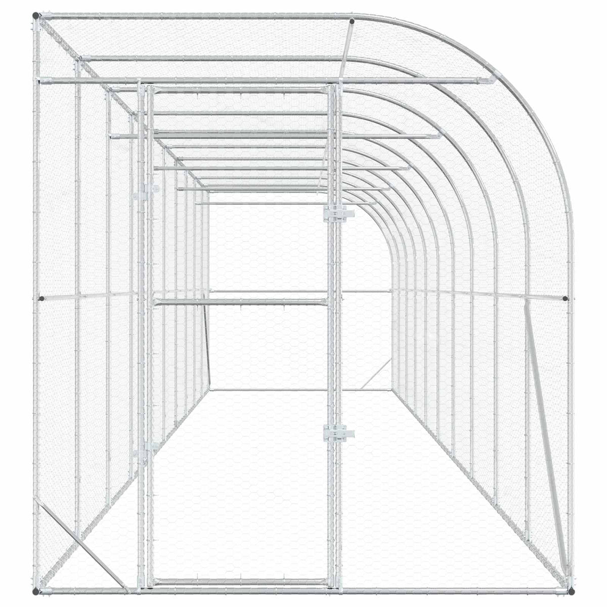 Against Wall Chicken Coop Silver 600 x 150 x 215 cm