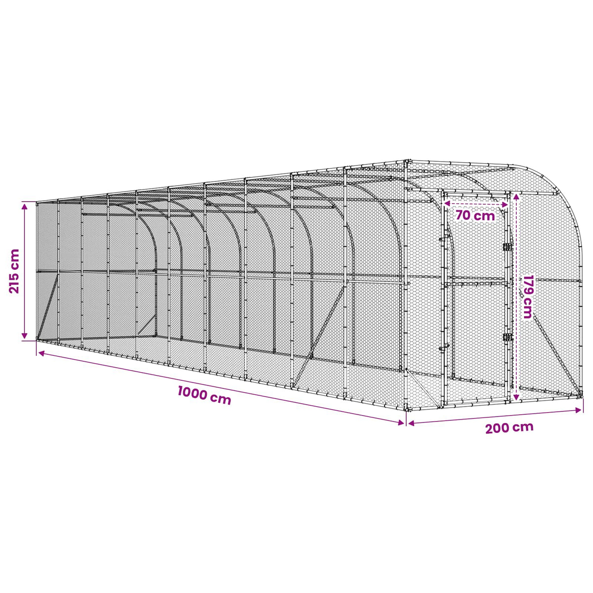 Against Wall Chicken Coop Silver 600 x 150 x 215 cm