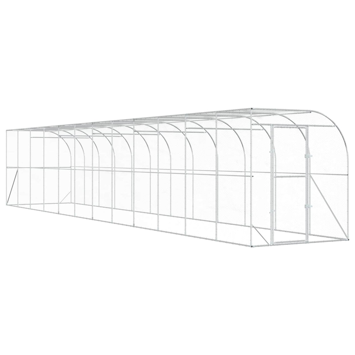 Against Wall Chicken Coop Silver 600 x 150 x 215 cm