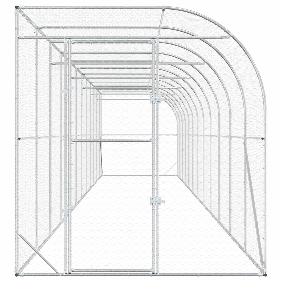 Against Wall Chicken Coop Silver 600 x 150 x 215 cm