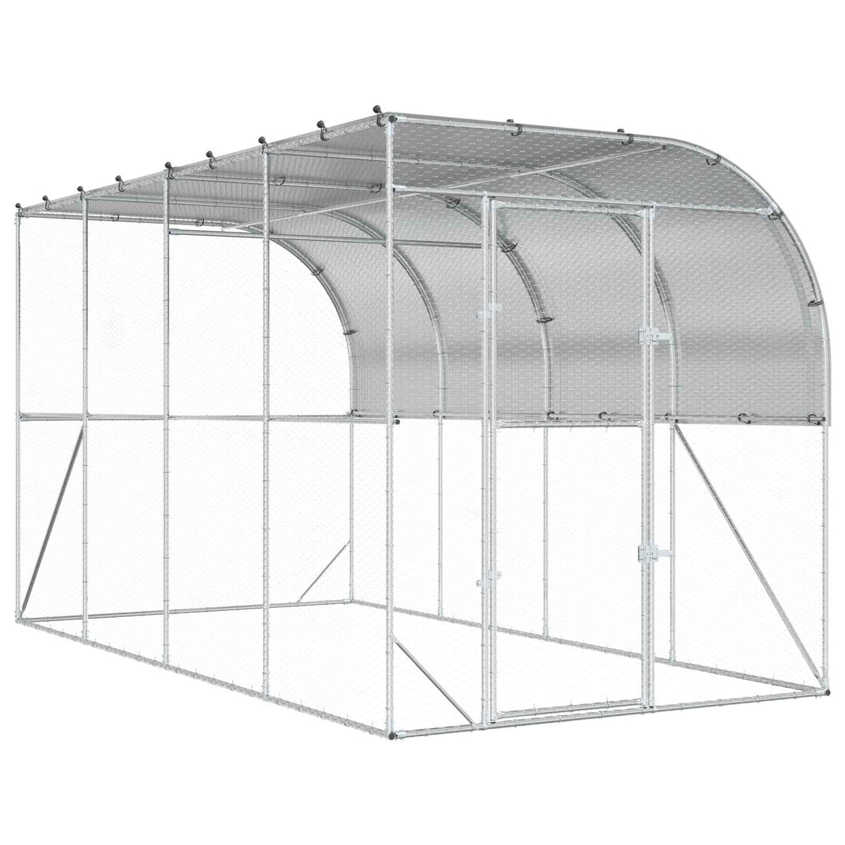 Against Wall Chicken Coop Silver 600 x 150 x 215 cm