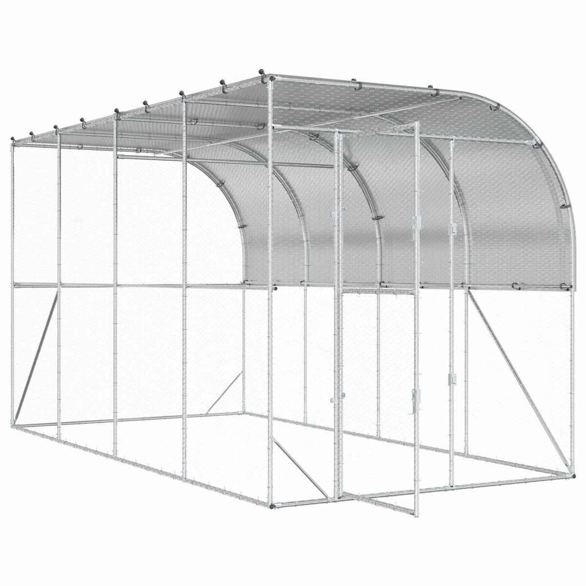 Against Wall Chicken Coop Silver 600 x 150 x 215 cm