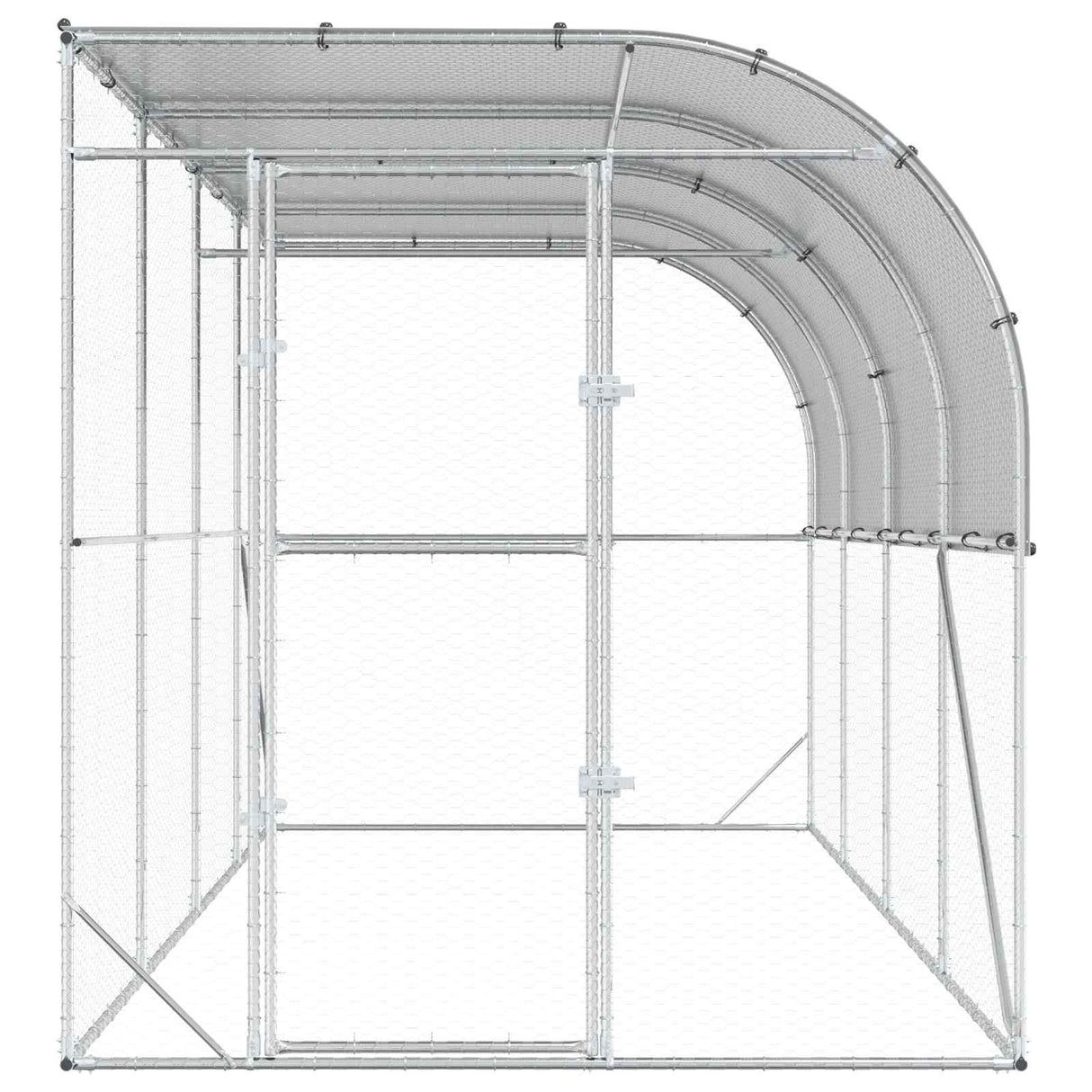Against Wall Chicken Coop Silver 600 x 150 x 215 cm