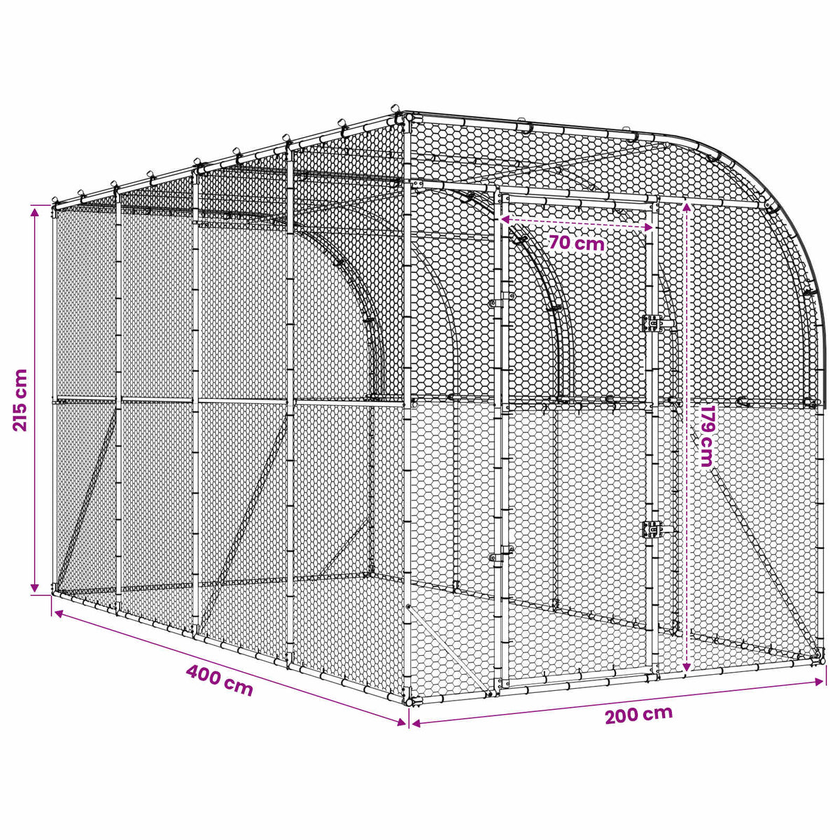 Against Wall Chicken Coop Silver 600 x 150 x 215 cm