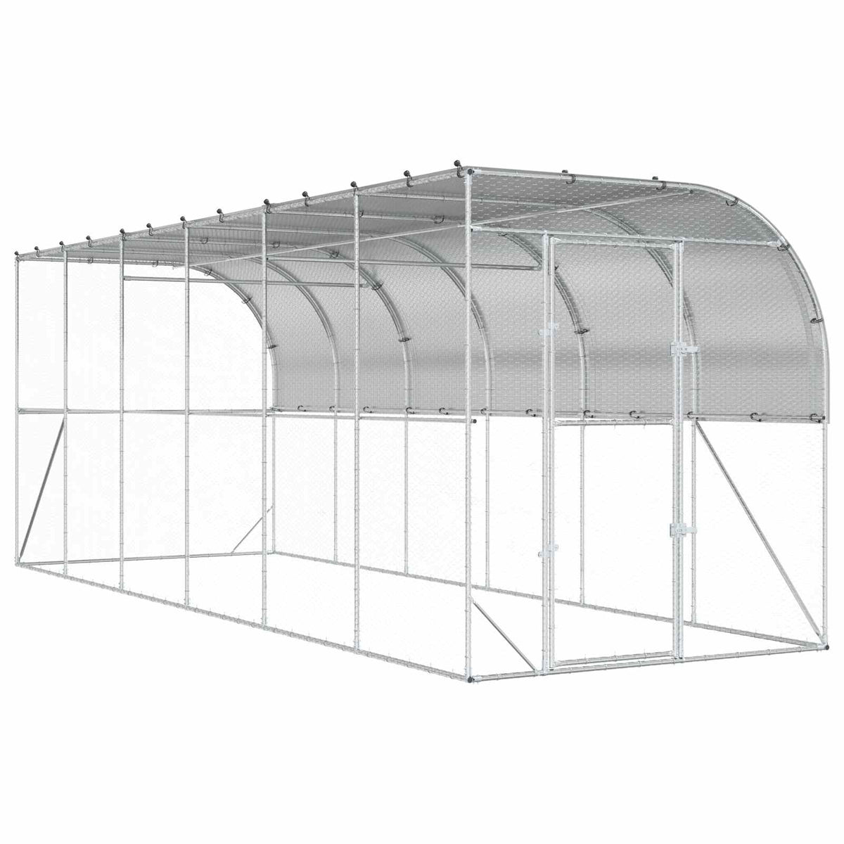 Against Wall Chicken Coop Silver 600 x 150 x 215 cm