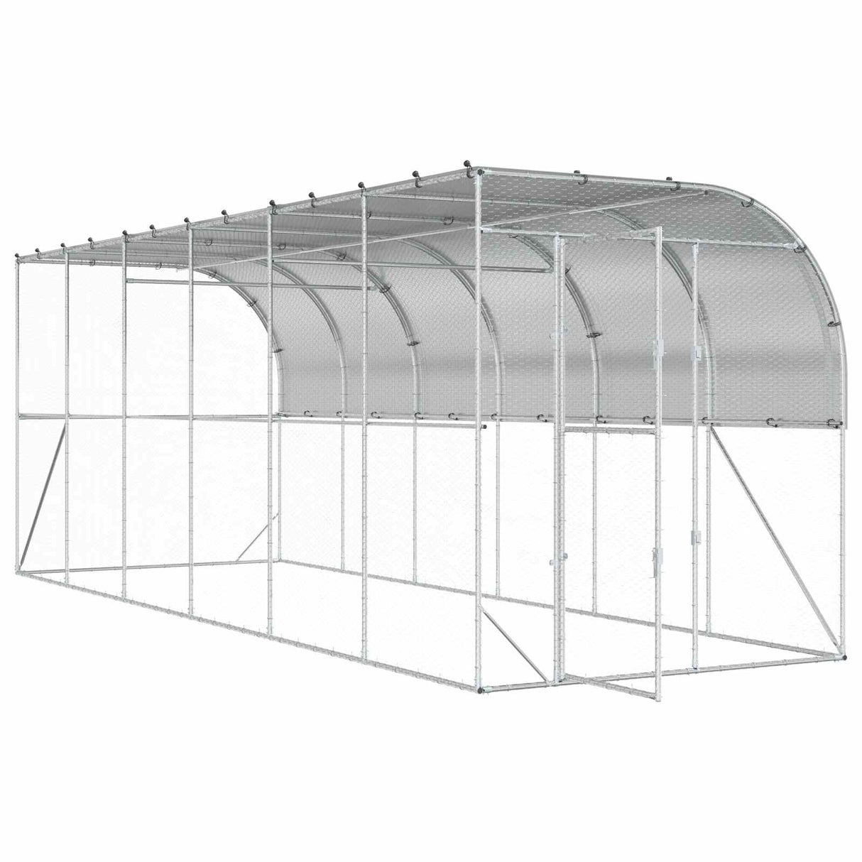 Against Wall Chicken Coop Silver 600 x 150 x 215 cm