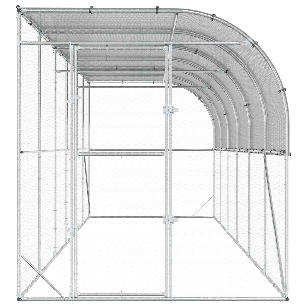 Against Wall Chicken Coop Silver 600 x 150 x 215 cm