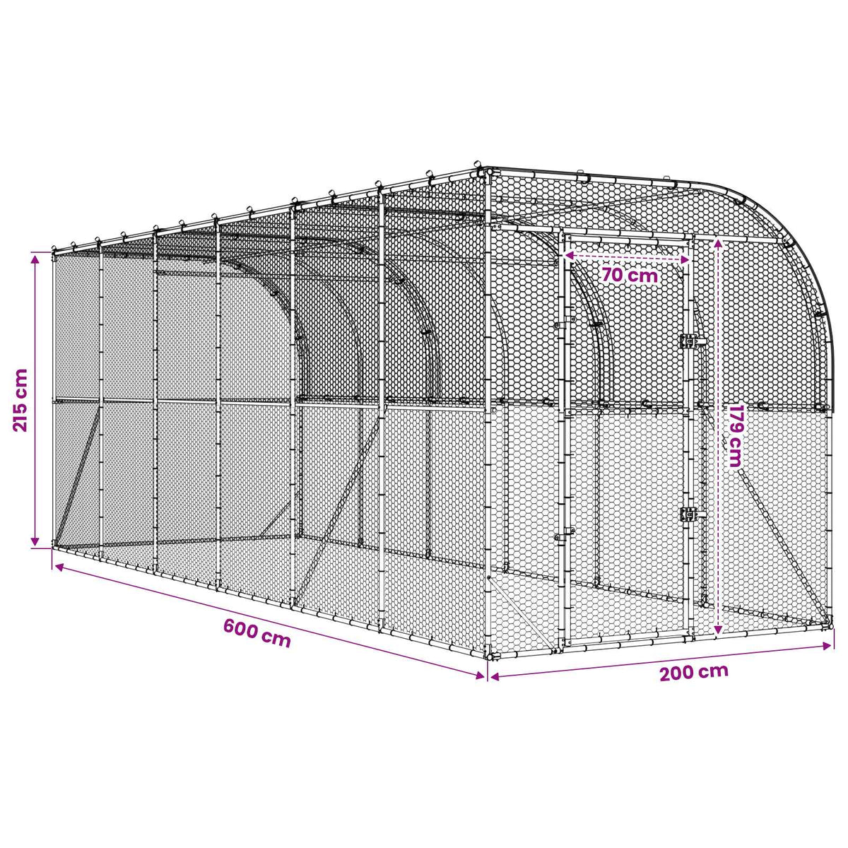 Against Wall Chicken Coop Silver 600 x 150 x 215 cm