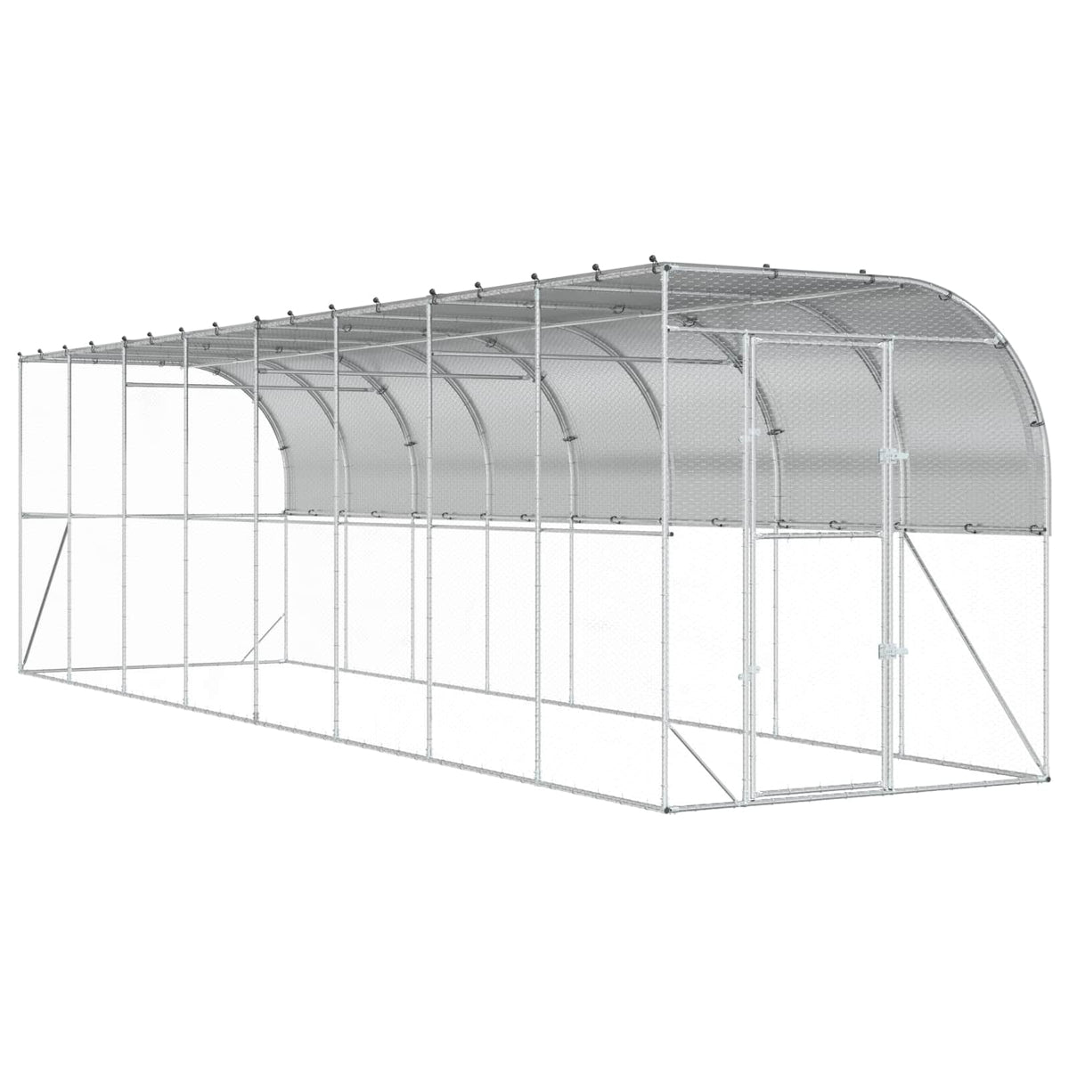 Against Wall Chicken Coop Silver 600 x 150 x 215 cm