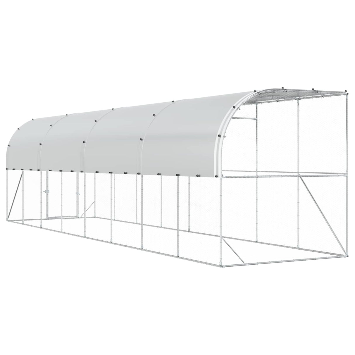 Against Wall Chicken Coop Silver 600 x 150 x 215 cm