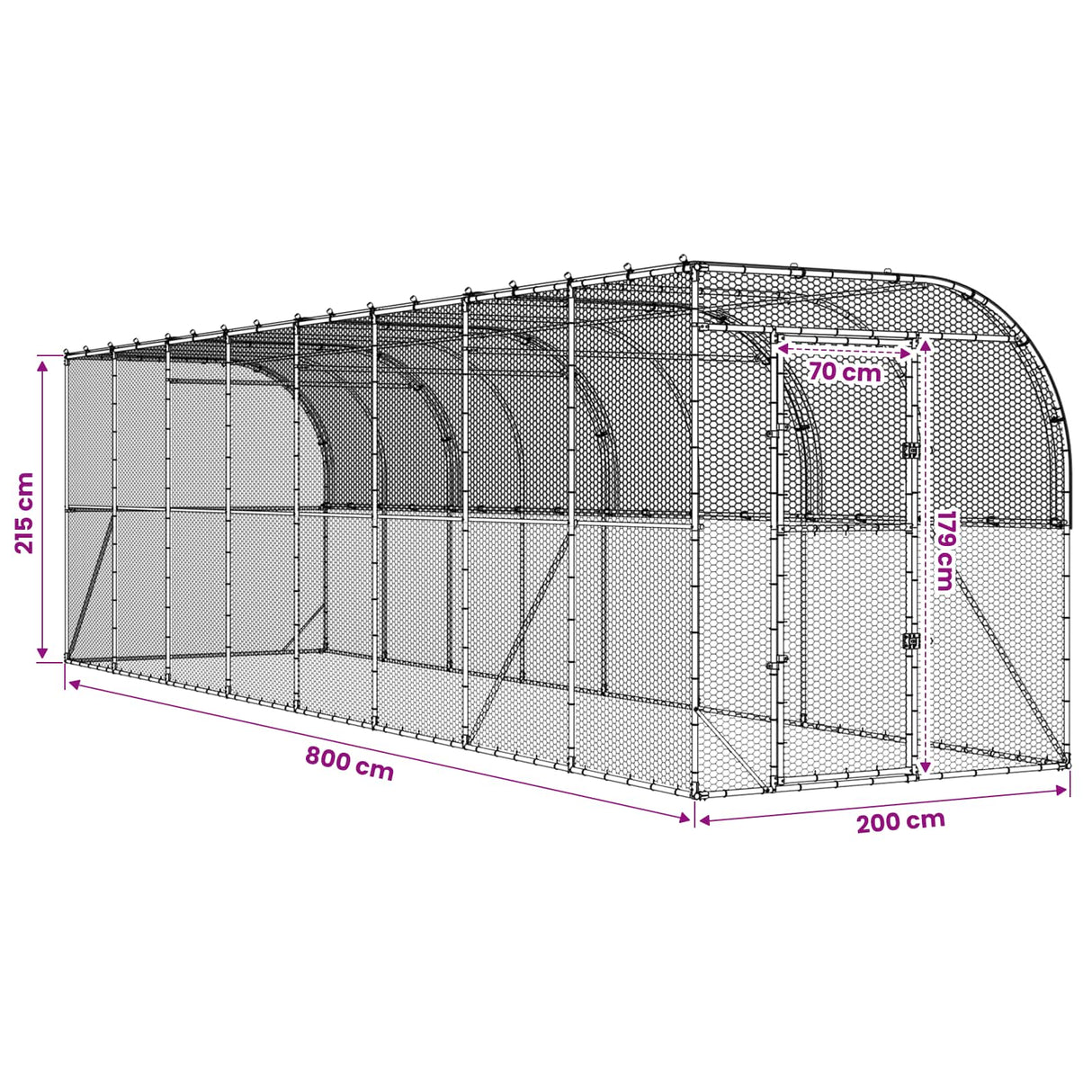 Against Wall Chicken Coop Silver 600 x 150 x 215 cm