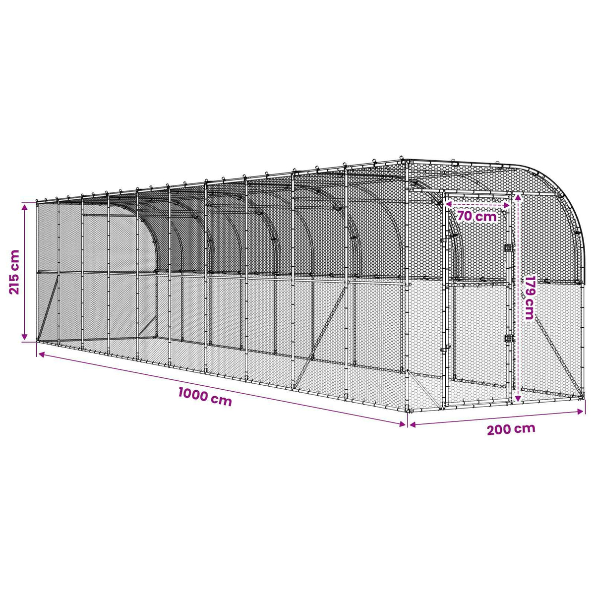 Against Wall Chicken Coop Silver 600 x 150 x 215 cm
