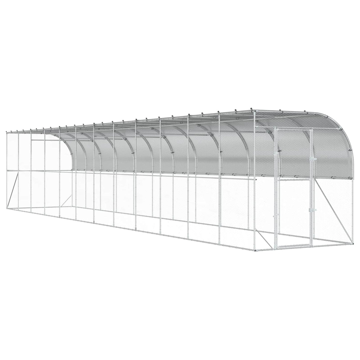 Against Wall Chicken Coop Silver 600 x 150 x 215 cm
