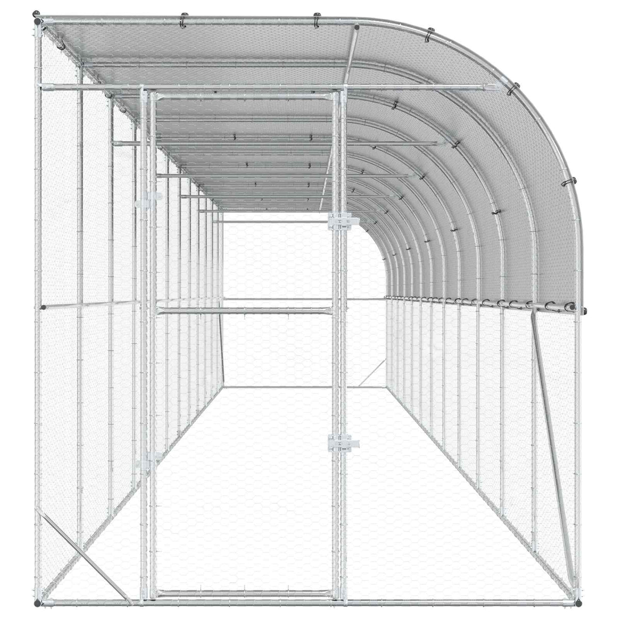 Against Wall Chicken Coop Silver 600 x 150 x 215 cm