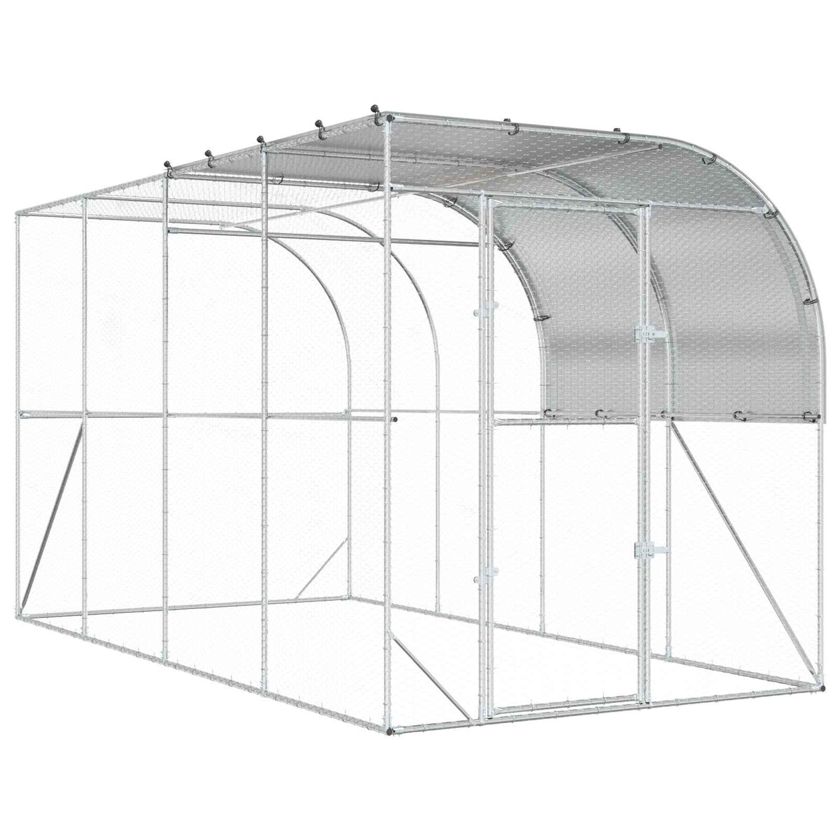 Against Wall Chicken Coop Silver 400 x 200 x 215 cm