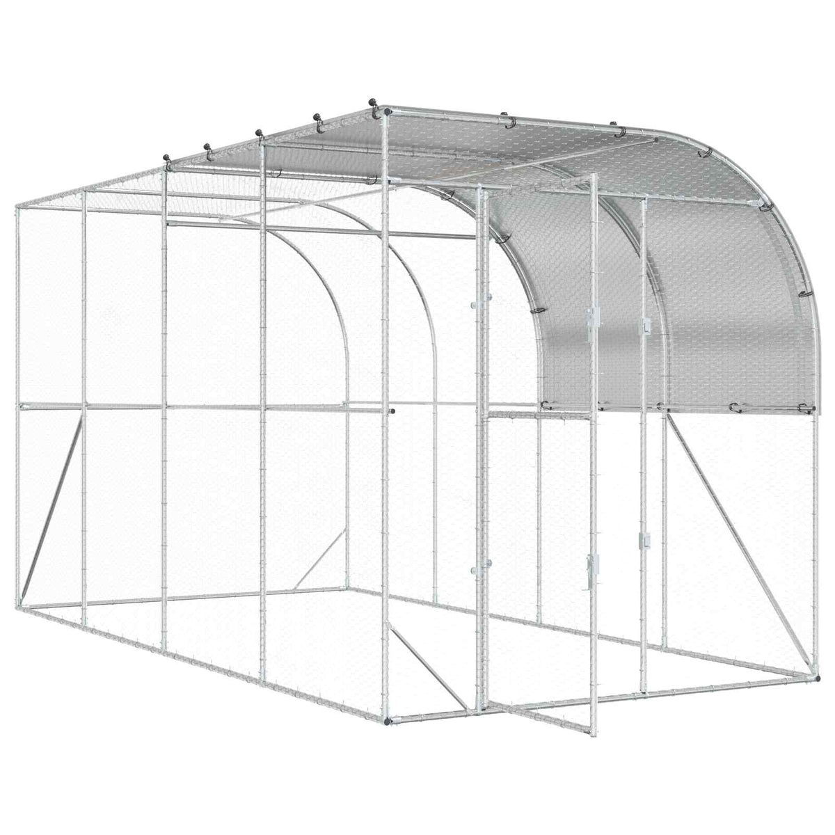 Against Wall Chicken Coop Silver 400 x 200 x 215 cm