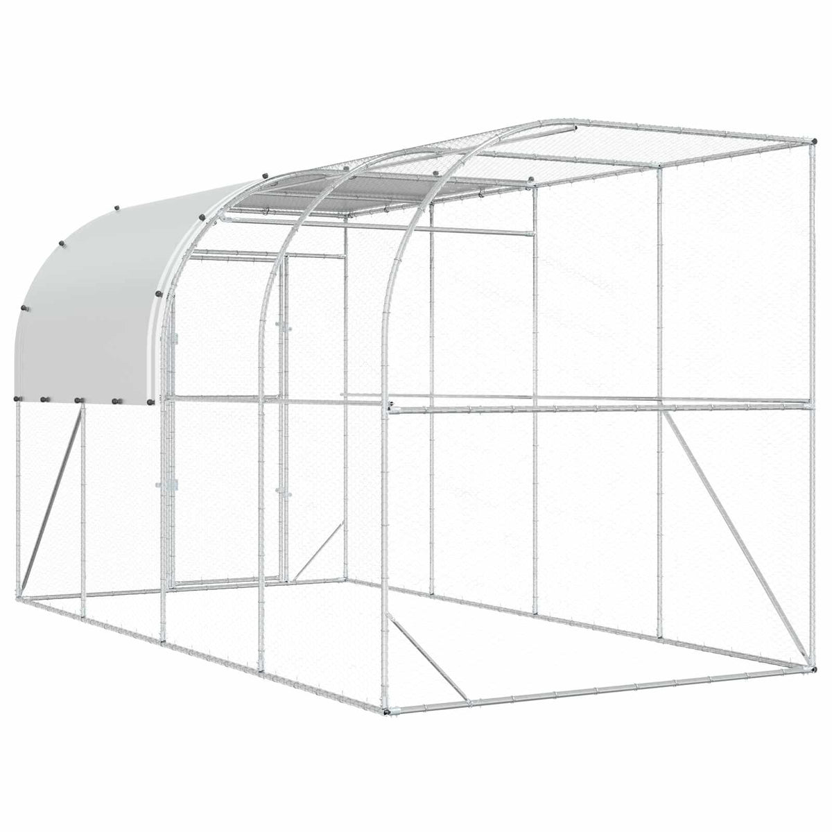 Against Wall Chicken Coop Silver 400 x 200 x 215 cm