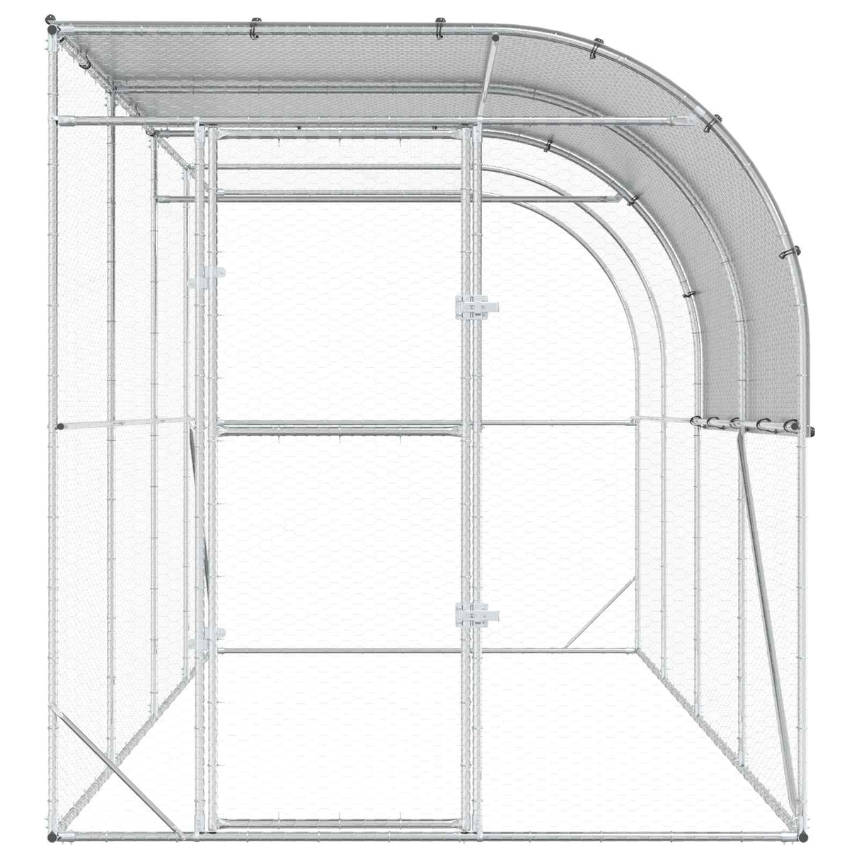 Against Wall Chicken Coop Silver 400 x 200 x 215 cm