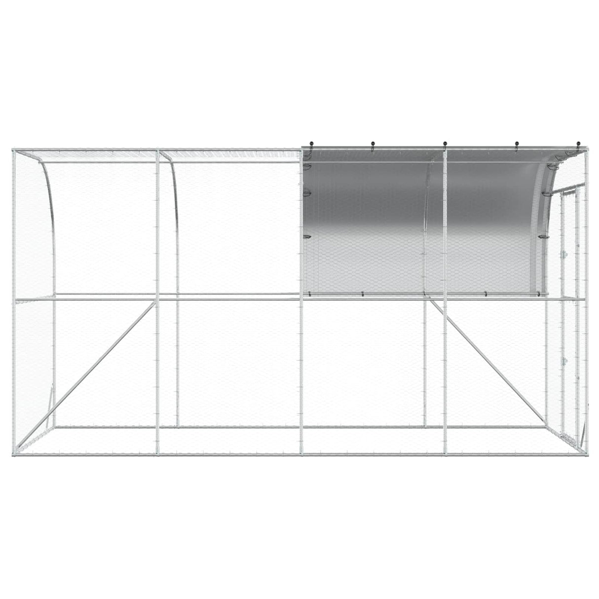 Against Wall Chicken Coop Silver 400 x 200 x 215 cm